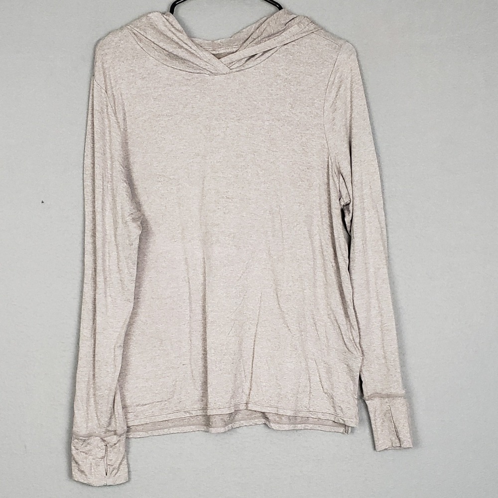 Zella Size XXL Hoodie Sweatshirt Cream Oatmeal Minimalist Athleisure Thumb Holes